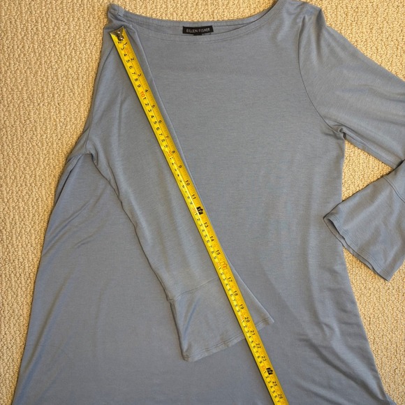 Eileen Fisher Tunic Top, Bell Sleeve, Boat Neck, Light Blue, Jersey Knit, Small - Picture 9 of 15